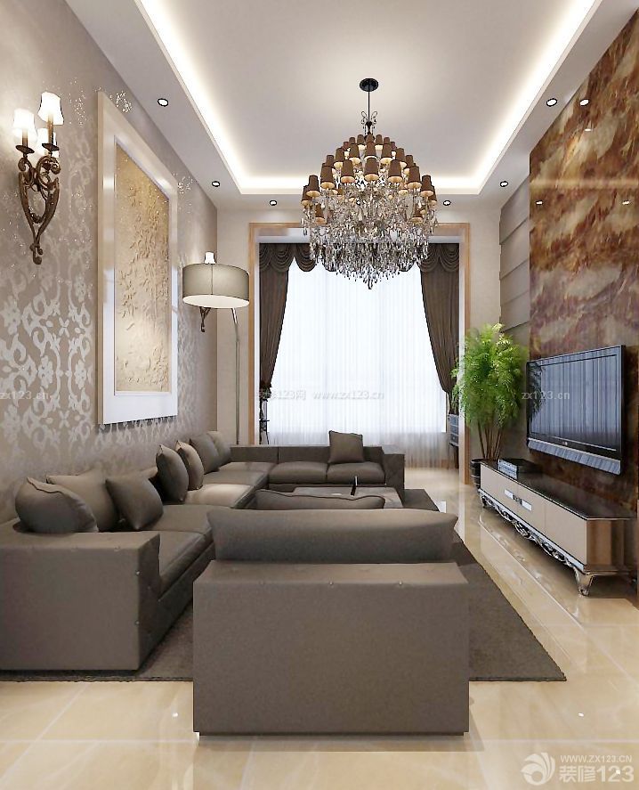 現(xiàn)代小戶型客廳吊頂裝修設(shè)計(jì)效果圖大全2015圖片_裝修123效果圖